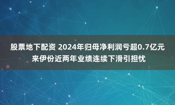股票地下配资 2024年归母净利润亏超0.7亿元 来伊份近两年业绩连续下滑引担忧