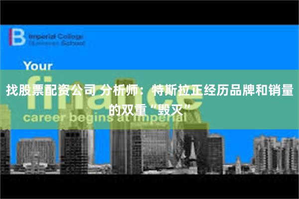 找股票配资公司 分析师：特斯拉正经历品牌和销量的双重“毁灭”