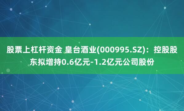 股票上杠杆资金 皇台酒业(000995.SZ)：控股股东拟增持0.6亿元-1.2亿元公司股份
