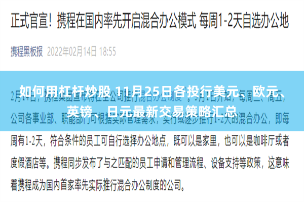如何用杠杆炒股 11月25日各投行美元、欧元、英镑、日元最新交易策略汇总