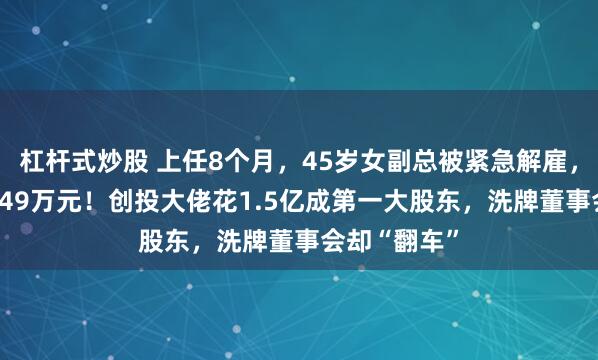 杠杆式炒股 上任8个月，45岁女副总被紧急解雇，去年薪酬1.49万元！创投大佬花1.5亿成第一大股东，洗牌董事会却“翻车”